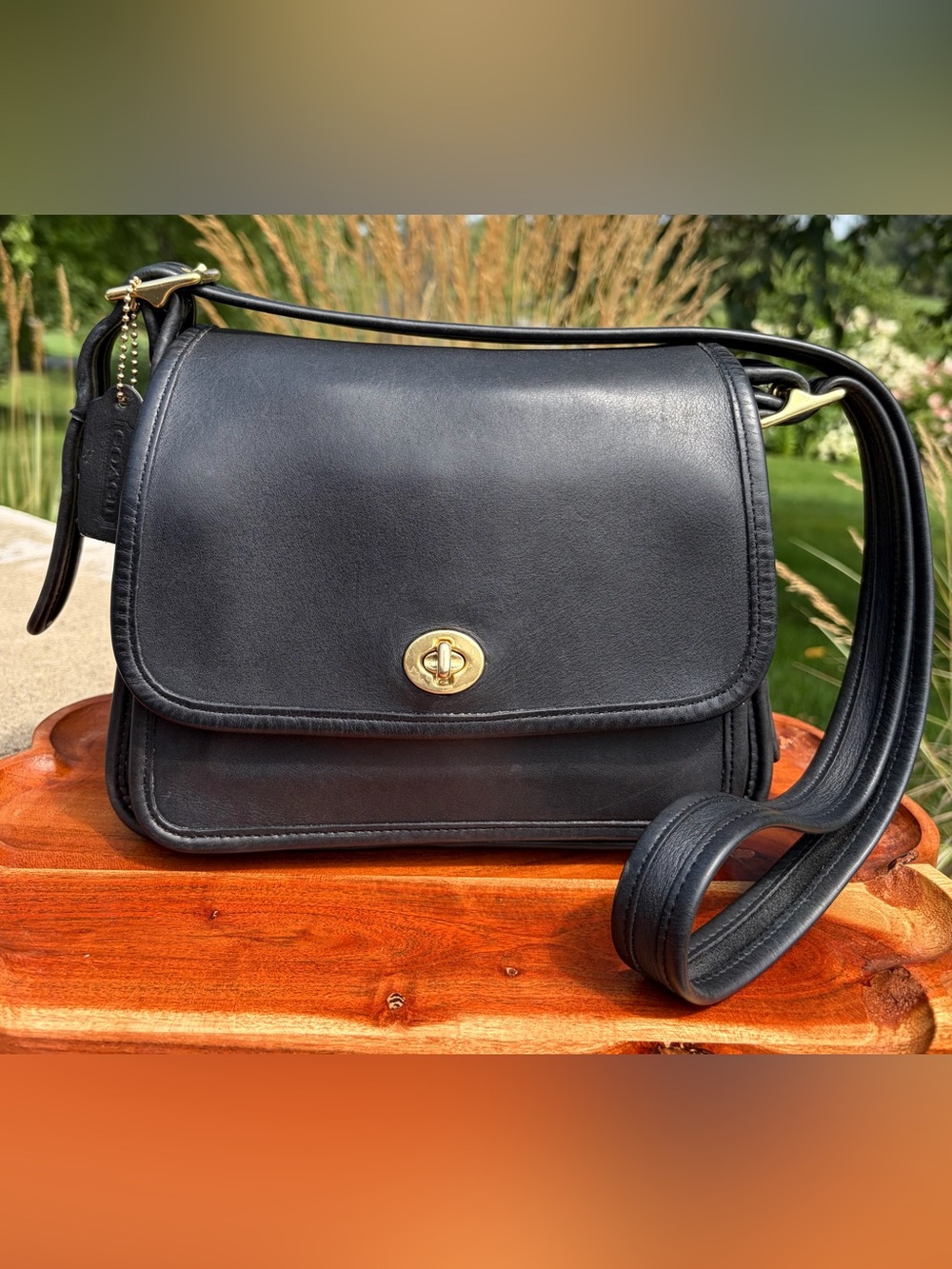 Vintage COACH Rambler’s Legacy Black Leather Shoulder Bag 9061 EUC